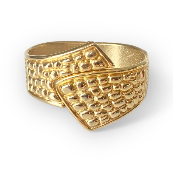 Vintage Statement Chunky Goldtone Bangle Clamper Bracelet, Cleopatra - Picture 2 of 5